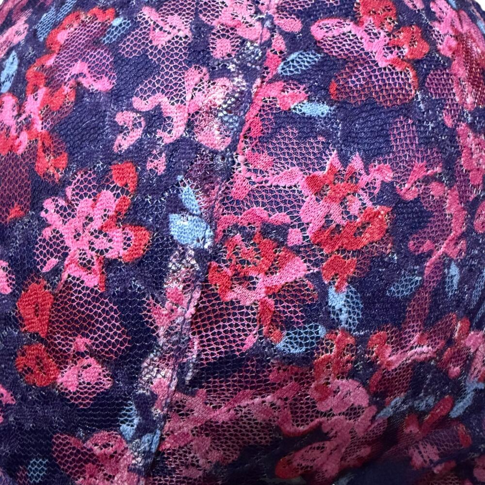 True lace purple pink floral bra adjustable straps size 44DD - Picture 4 of 7